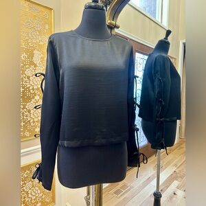 Express Black Long-Sleeve Tie-Side Pullover Size S